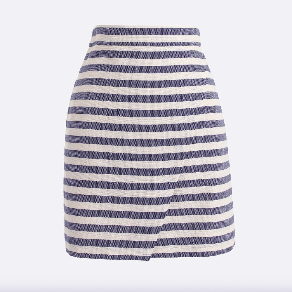 J. Crew Navy and White Striped Mini Skirt